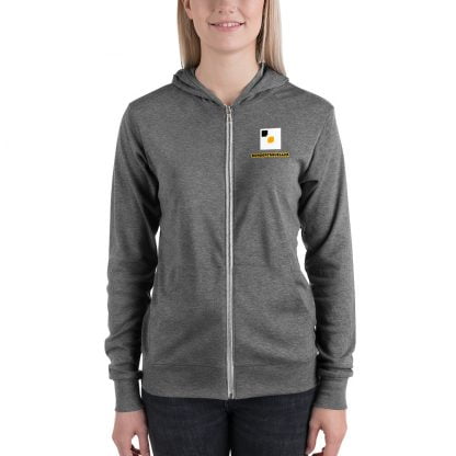 unisex lightweight zip hoodie grey triblend front 61fad08c1e8c0