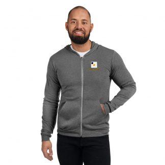 Unisex grå zip hoodie – Bordertraveller ActiveWear
